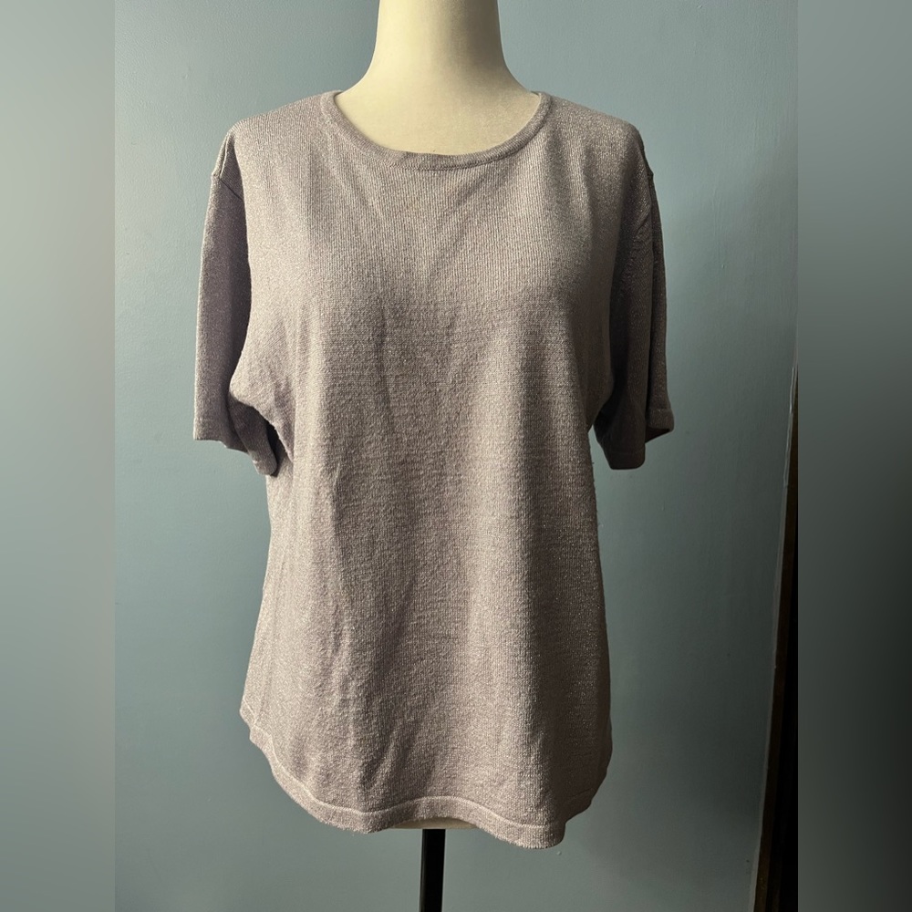 Villager by Liz Claiborne Pale Purple w/ a Sparkle Sweater w/ Short Sleeves!!